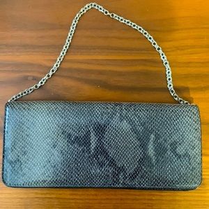 Ann Taylor Snakeskin Embossed Leather Clutch